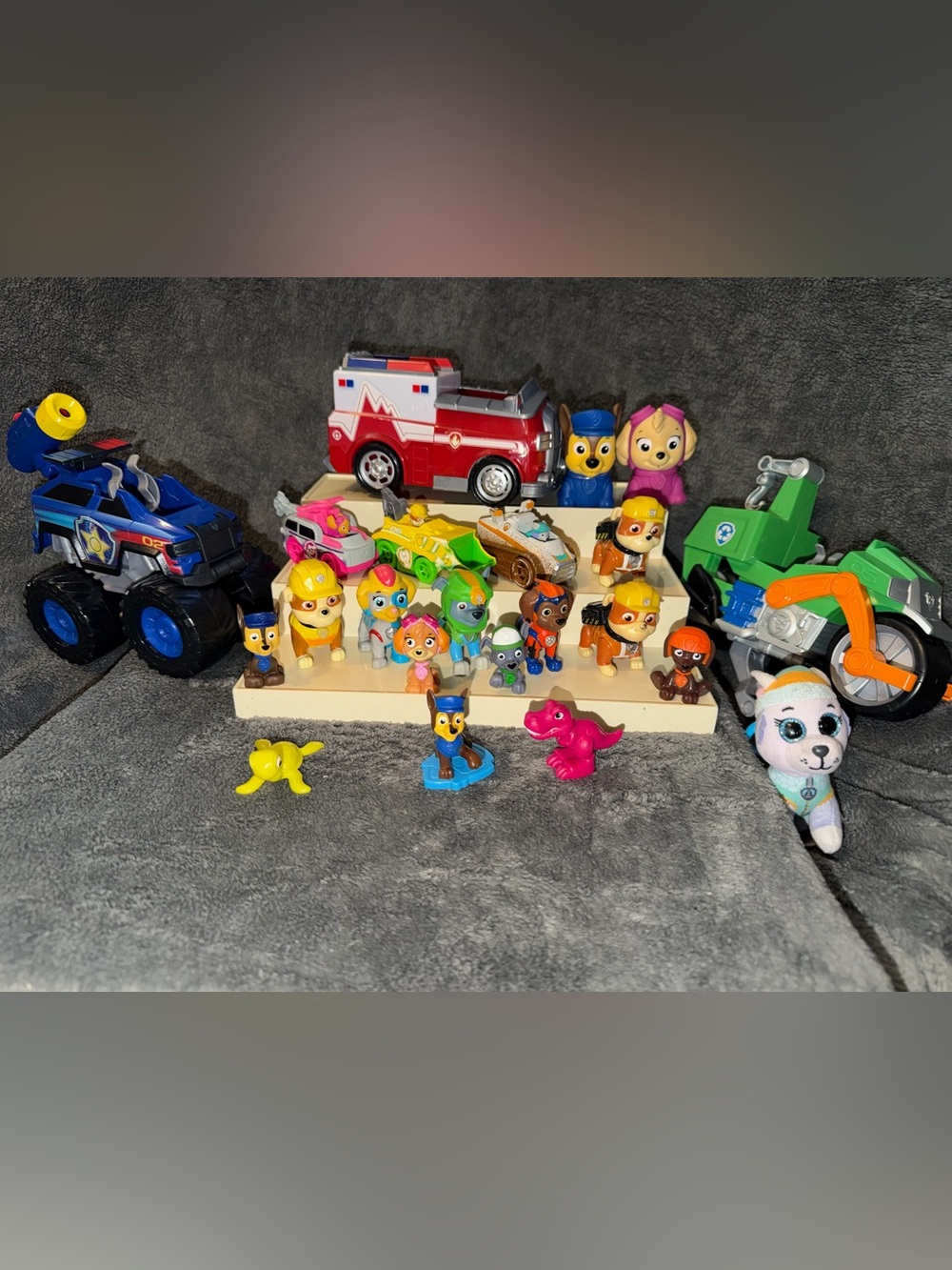 Paw Patrol 22 Piece Lot. Moto Pups Mighty Pups Ella Dinosaur Sea Turtle Rocky